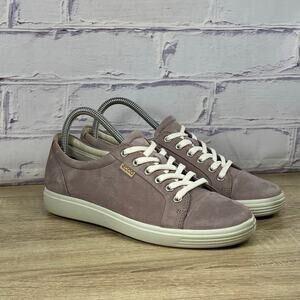 ECCO Soft Lavender Leather Casual Sneakers Women's EU 38 US 7-7.5 Lace-Up Shoes